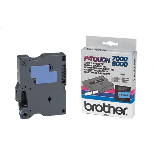 Brother TX-531 cassette à ruban 'extrême' 12 mm (d'origine) - noir sur bleu brillant 080264 - 1