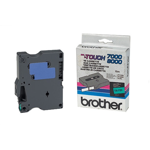 Brother TX-731 cassette à ruban 'extrême' 12 mm (d'origine) - noir sur vert brillant 080278 - 1