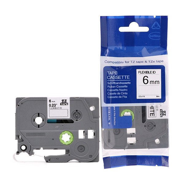 Brother TZ-FX111 cassette à ruban Flexi ID 6 mm (d'origine) - noir sur transparent 080800 - 1