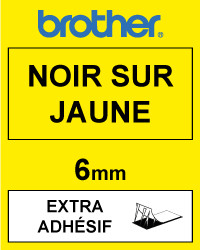 Brother TZ-S611 cassette à ruban à forte adhérence 6 mm (d'origine) - noir sur jaune 080680 - 1