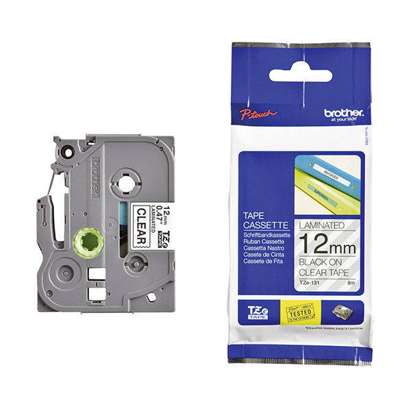 Brother TZe-131S ruban 12 mm (d'origine) - noir sur transparent 080554 - 1