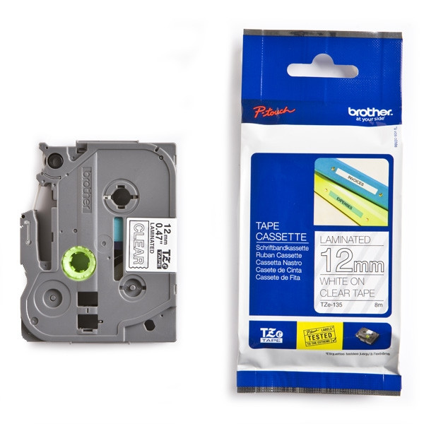 Brother TZe-135 cassette à ruban 12 mm (d'origine) - blanc sur transparent 080398 - 1