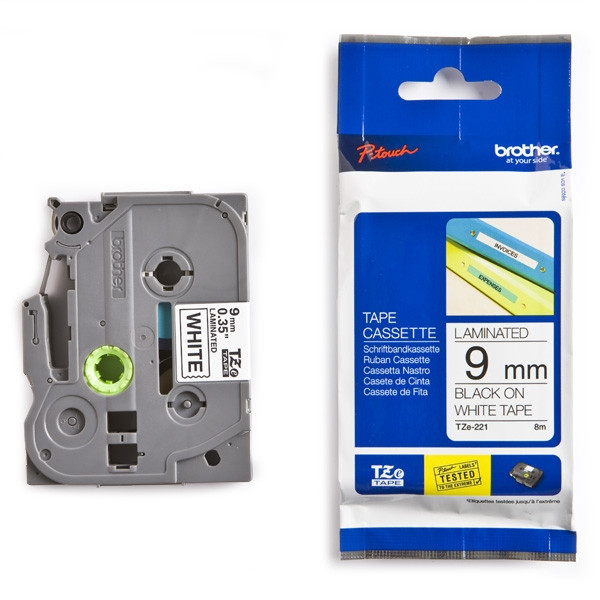 Brother TZe-221 cassette 9 mm (d'origine) - noir sur blanc 080402 - 1