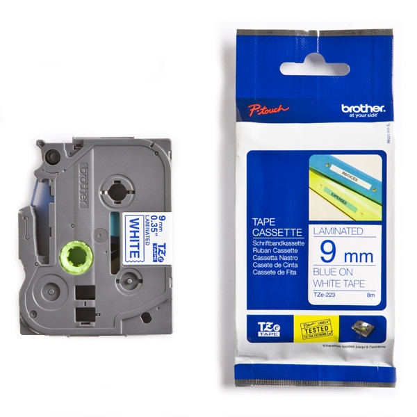 Brother TZe-223 cassette à ruban 9 mm (d'origine) - bleu sur blanc 080434 - 1