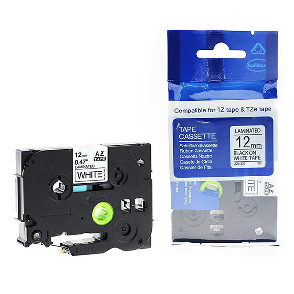 Brother TZe-231S2 ruban 12 mm (d'origine) - noir sur blanc 350566 - 1