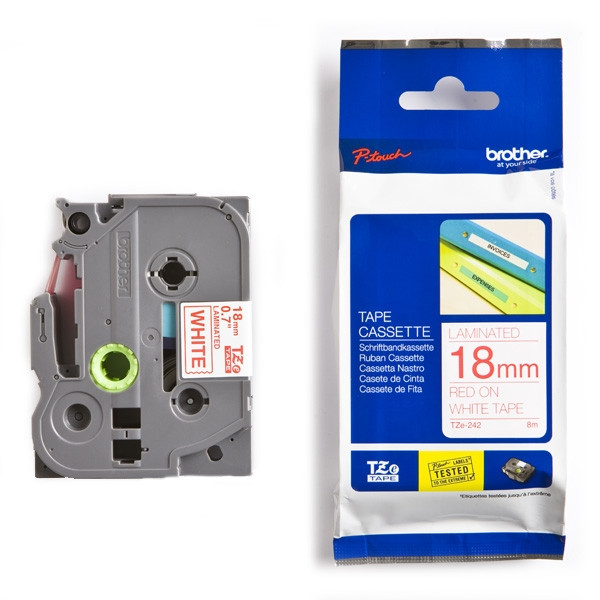 Brother TZe-242 cassette à ruban 18 mm (d'origine) - rouge sur blanc 080444 - 1