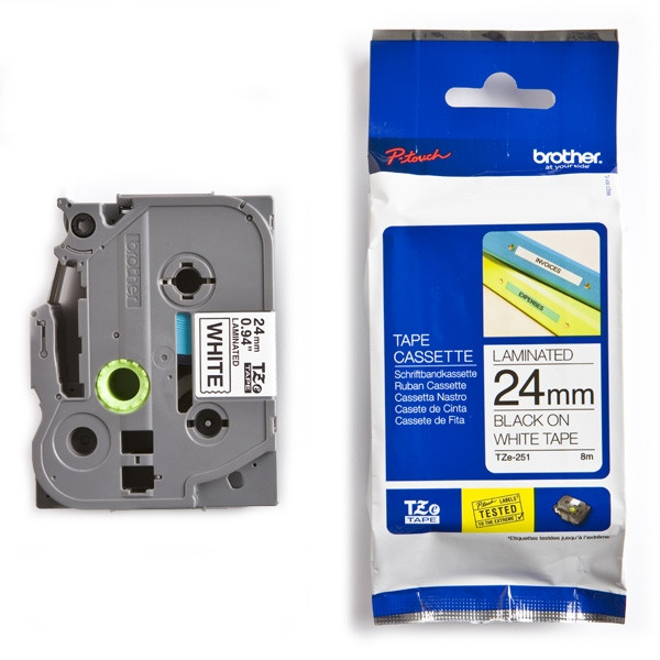 Brother TZe-251 cassette à ruban 24 mm (d'origine) - noir sur blanc 080408 - 1