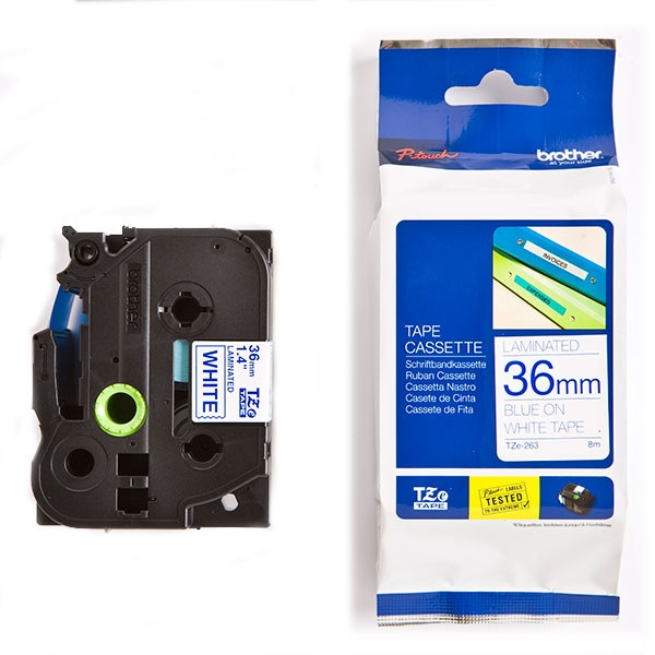 Brother TZe-263 cassette à ruban 36 mm (d'origine) - bleu sur blanc 080456 - 1