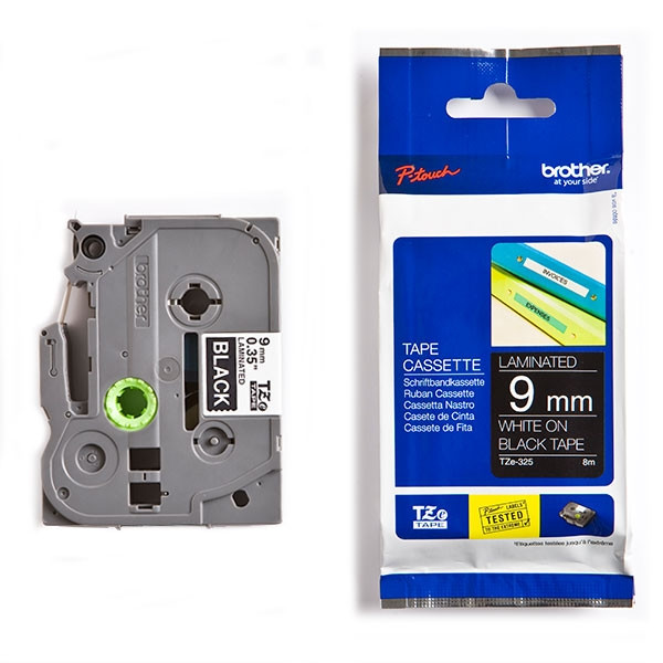 Brother TZe-325 cassette à ruban 9 mm (d'origine) - blanc sur noir 080460 - 1