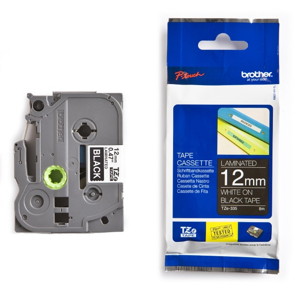 Brother TZe-335 cassette à ruban 12 mm (d'origine) - blanc sur noir 080422 - 1