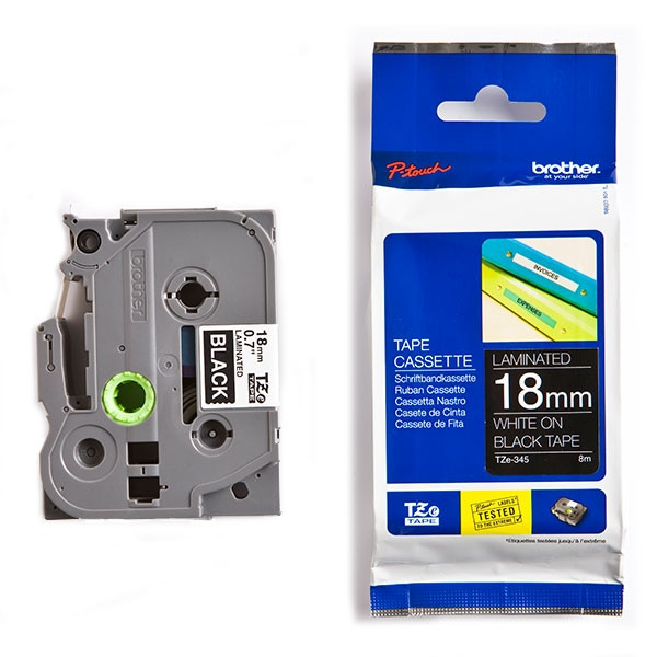 Brother TZe-345 cassette à ruban 18 mm (d'origine) - blanc sur noir 080466 - 1