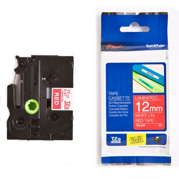 Brother TZe-435 cassette à ruban 12 mm (d'origine) - blanc sur rouge 080472 - 1