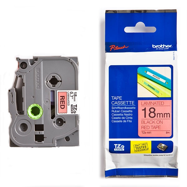 Brother TZe-441 cassette à ruban 18 mm (d'origine) - noir sur rouge 080612 - 1