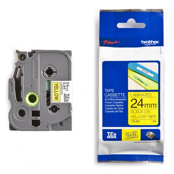 Brother TZe-651 cassette à ruban 24 mm (d'origine) - noir sur jaune 080420 - 1