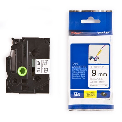 Brother TZe-FX221 cassette à ruban Flexi ID 9 mm (d'origine) - noir sur blanc 080814 - 1
