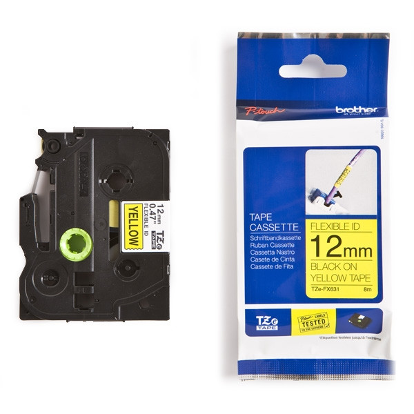 Brother TZe-FX631 cassette à ruban Flexi ID 12 mm (d'origine) - noir sur jaune 080828 - 1