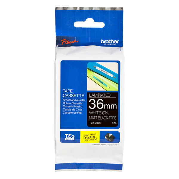 Brother TZe-M365 ruban 36 mm (d'origine) - blanc sur noir mat 080986 - 1