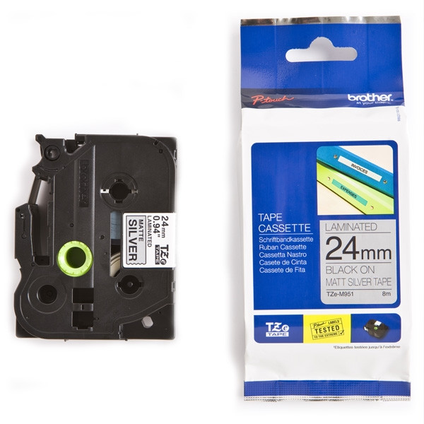 Brother TZe-M951 cassette à ruban mat 24 mm (d'origine) - noir sur argent 080384 - 1