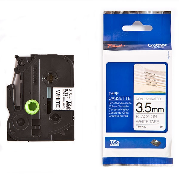 Brother TZe-N201 cassette à ruban non laminée noir sur blanc 3,5 mm (d'origine) 080608 - 1