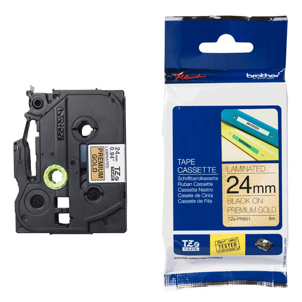 Brother TZe-PR851 ruban 24 mm (d'origine) - noir sur or 080948 - 1