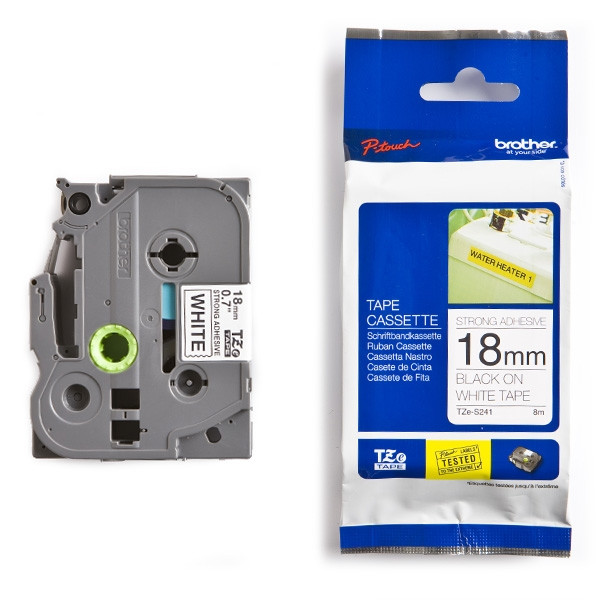 Brother TZe-S241 cassette à ruban extra adhésif 18 mm (d'origine) - noir sur blanc 080674 - 1