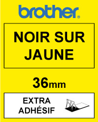Brother TZe-S661 cassette à ruban extra adhésif 36 mm (d'origine) - noir sur jaune 080690 - 1
