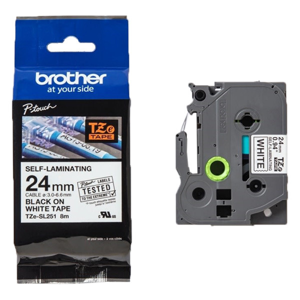 Brother TZe-SL251 ruban auto-laminant 24 mm (d'origine) - noir sur blanc 080840 - 1