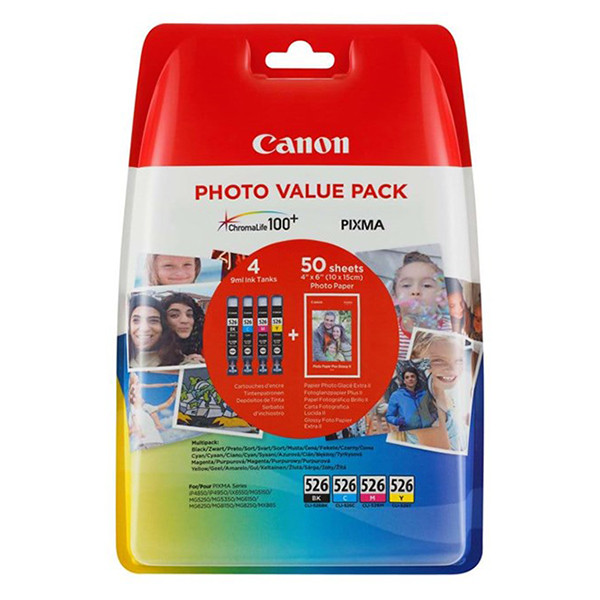 Canon CLI-526 multipack 4 couleurs + papier (d'origine) 651009 - 1