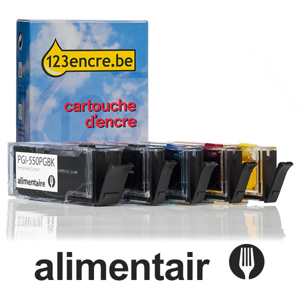 Offre Canon PGI-550PGBK / CLI-551: 2 noirs + 3 couleurs (alimentaire) 199022 - 1