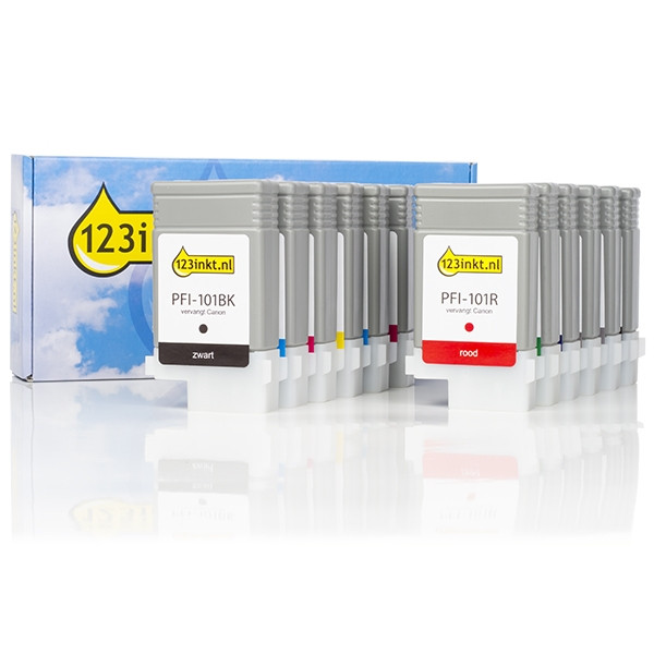 Canon PFI-101 multipack MBK/BK/C/M/A/PC/PM/R/V/B/GY/PGY (marque 123encre) 132058 - 1