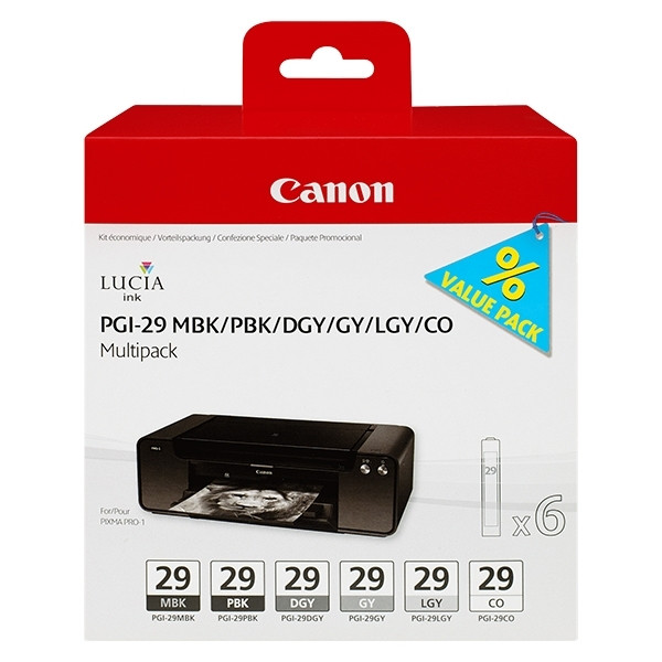 Canon PGI-29 multipack MBK/PBK/DGY/GY/LGY/CO (d'origine) 010122 - 1