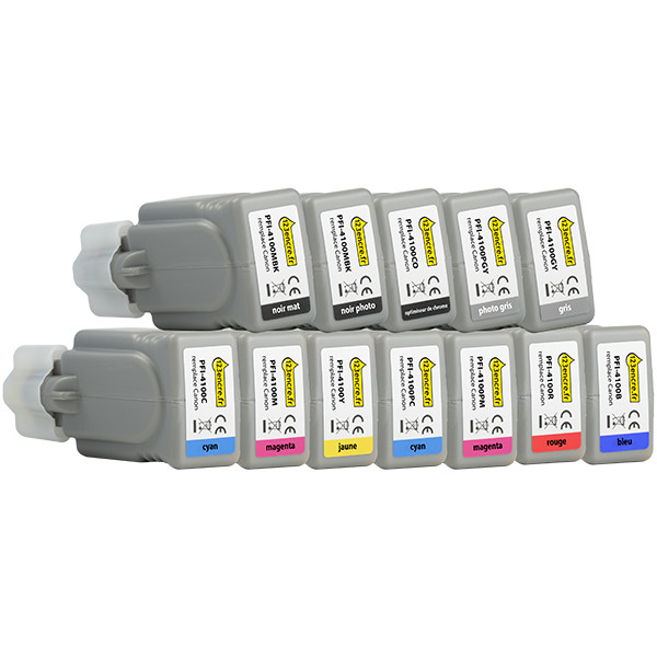 Canon offre : PFI-4100 MBK, PBK, C, M, Y, PC, PM, GY, PGY, R, B, CO - 2x noir + 10x couleurs 130747 - 1