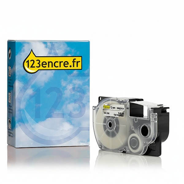 Casio XR-12AX ruban 12 mm (marque 123encre) -  blanc sur transparent 056360 - 1