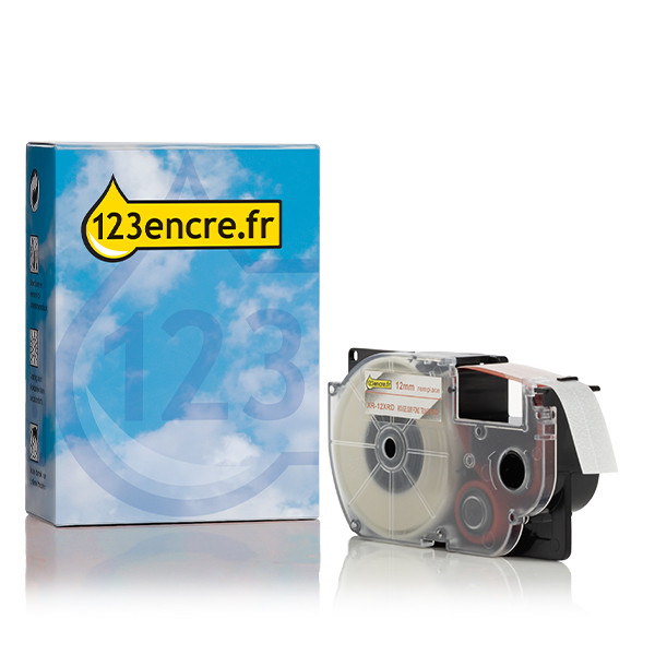 Casio XR-12XRD ruban 12 mm (marque 123encre) - rouge sur transparent 056353 - 1