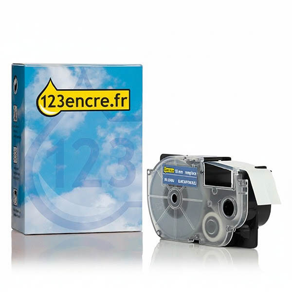 Casio XR-18ABU ruban 18 mm (marque 123encre) - blanc sur bleu 056378 - 1