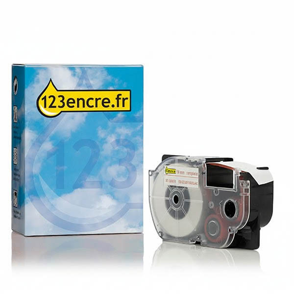 Casio XR-18WER ruban 18 mm (marque 123encre) - rouge sur blanc 056374 - 1