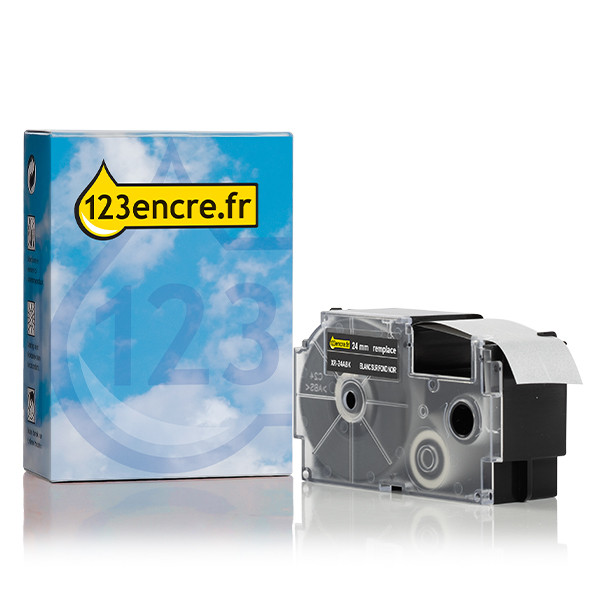 Casio XR-24ABK ruban 24 mm (marque 123encre) - blanc sur noir 056394 - 1