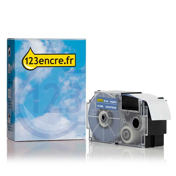 Casio XR-24ABU ruban 24 mm (marque 123encre) - blanc sur bleu 056393 - 1