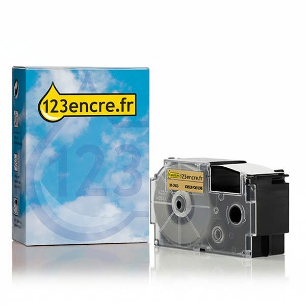 Casio XR-24GD ruban 24 mm (marque 123encre) - noir sur or 056387 - 1