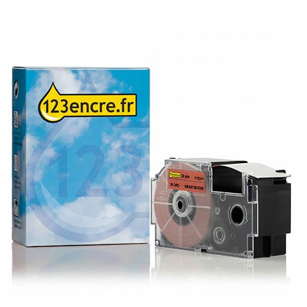 Casio XR-24RD ruban 24 mm (marque 123encre) - noir sur rouge 056383 - 1