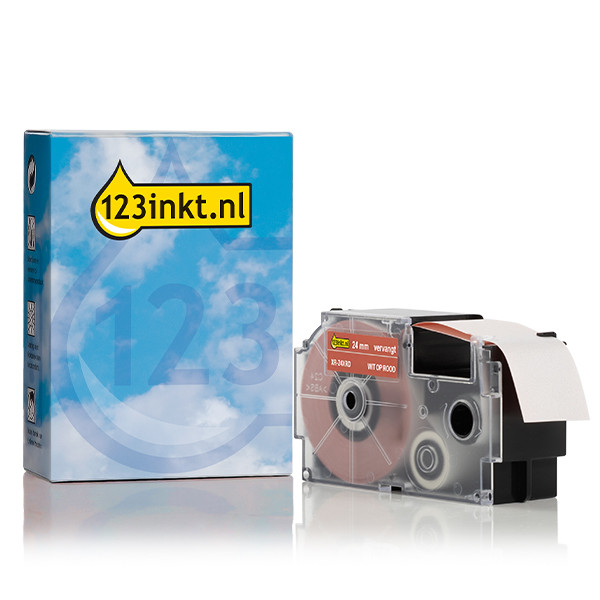 Casio XR-24XRD ruban 24 mm (marque 123encre) - blanc sur rouge 056392 - 1