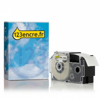 Casio XR-24X ruban 24 mm (marque 123encre) - noir sur transparent 056381