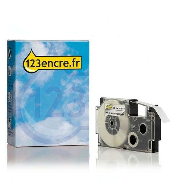 Casio XR-3X ruban 3,5 mm (marque 123encre) - noir sur transparent 056313 - 1