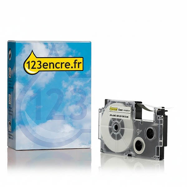 Casio XR-6WE ruban 6 mm (marque 123encre) - noir sur blanc 056316 - 1