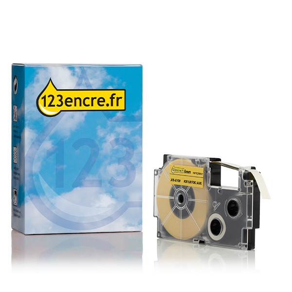 Casio XR-6YW ruban 6 mm (marque 123encre) - noir sur jaune 056319 - 1