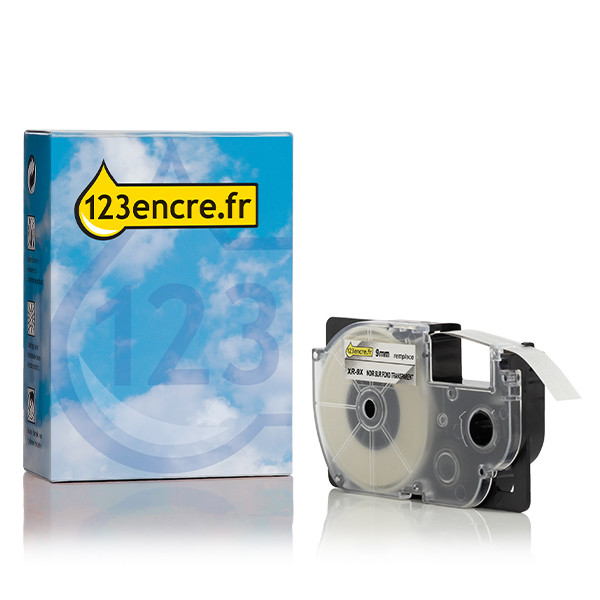 Casio XR-9X ruban 9 mm (marque 123encre) - noir sur transparent 056322 - 1