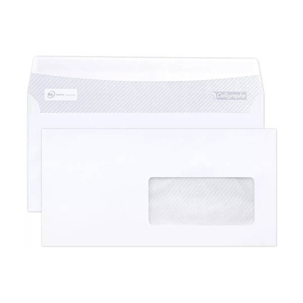 Clairefontaine Calligraphe enveloppe 110 x 220 mm - EA5/6 fenêtre à droite, autocollante (500 pièces) - blanc 404635 - 1