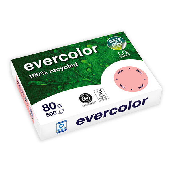 Clairefontaine Evercolor gerecycled gekleurd papier roze 80 grams A4 (500 vel) 250388 - 1