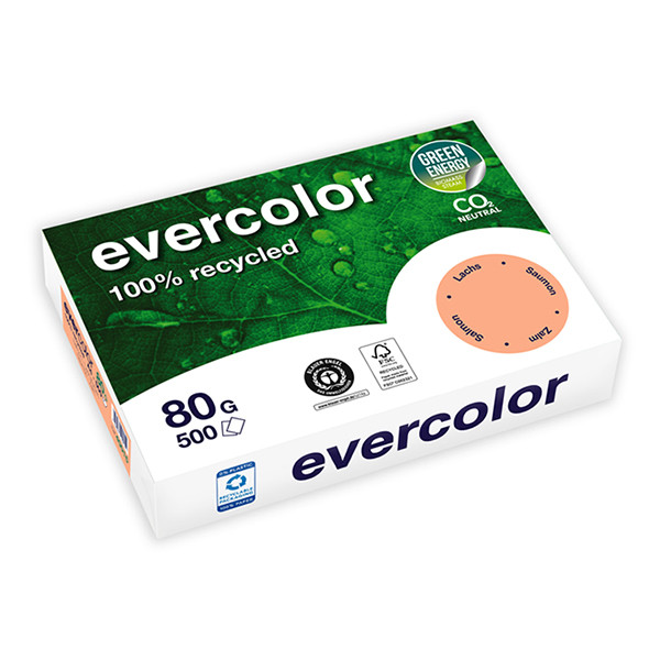 Clairefontaine Evercolor gerecycled gekleurd papier zalm 80 grams A4 (500 vel) 250389 - 1
