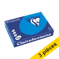 Offre : 3x Clairefontaine papier couleur 80 g/m² A4 (500 feuilles) - bleu caraïbe 340037